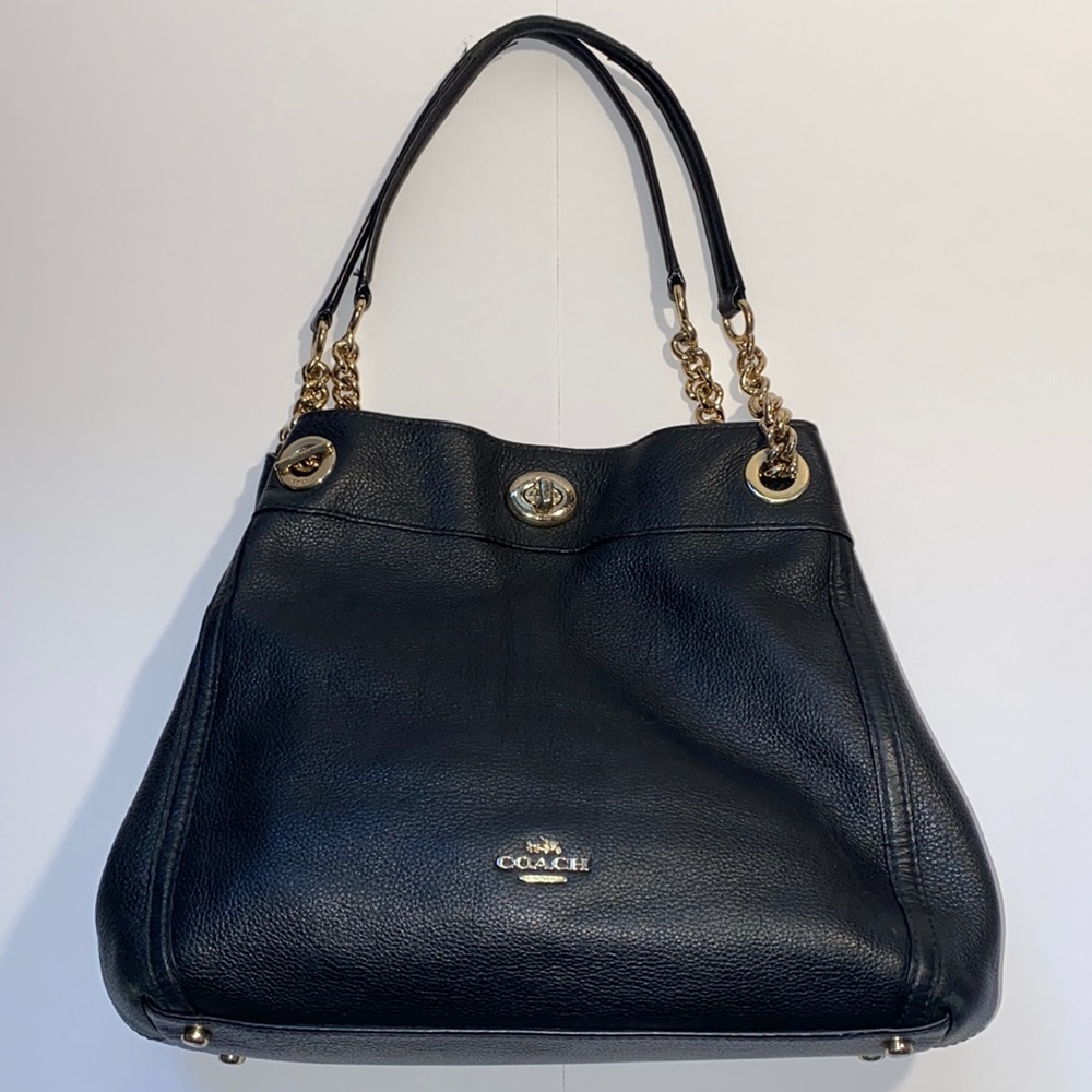 🔥Coach Black Leather Shoulder Bag